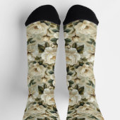 Chaussette Fleurs blanches sur un arrière - plan crème. (Haut)