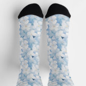 Chaussette Fleurs Bleu Blanc de Santorin (Haut)