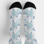 Chaussette Fleurs bleu clair (Haut)