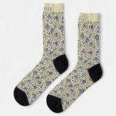 Chaussette Fleurs bleu floral jaune clair sur mesure (Gauche)