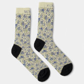 Chaussette Fleurs bleu floral jaune clair sur mesure (Droite)