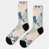 Chaussette Fleurs Bleues, Fleurs Violettes, Motif Floral (Gauche)