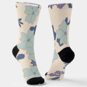 Chaussette Fleurs Bleues, Fleurs Violettes, Motif Floral (Angulaire)