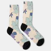 Chaussette Fleurs Bleues, Fleurs Violettes, Motif Floral (Droite)