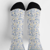 Chaussette Fleurs bleues Flore beige rose Motif (Haut)