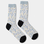 Chaussette Fleurs bleues Flore beige rose Motif (Droite)