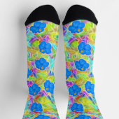 Chaussette Fleurs Bleues Hawaïennes (Haut)