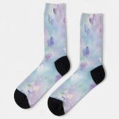 Chaussette Fleurs Bleues Lavande Blanches (Gauche)