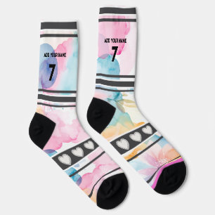 Chaussette Fleurs Colorées - Chaussettes avec Nom et Numéro