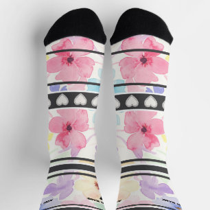 Chaussette Fleurs Colorées - Chaussettes avec Nom et Numéro