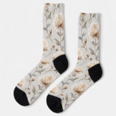 Chaussette Fleurs Crème Marron Cocoa (Gauche)