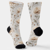 Chaussette Fleurs Crème Marron Cocoa (Angulaire)