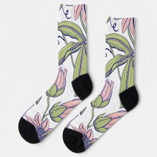 Chaussette Fleurs d'aquarelle cousues mignonnes l Rose et bla