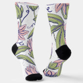 Chaussette Fleurs d'aquarelle cousues mignonnes l Rose et bla (Angulaire)