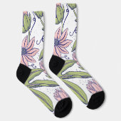 Chaussette Fleurs d'aquarelle cousues mignonnes l Rose et bla (Droite)