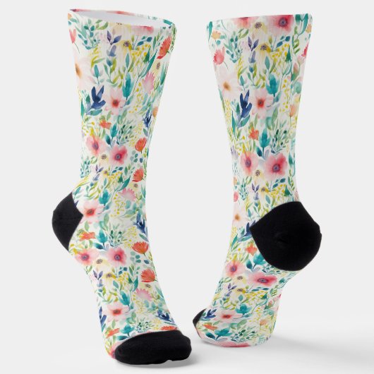 Chaussette Fleurs d'aquarelle : Jardin de rêve (Angulaire)