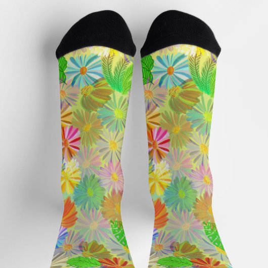 CHAUSSETTE FLEURS D'ASTER & CONE & COULEUR D'EAU TROPICALE FE (Haut)
