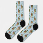 Chaussette Fleurs de Champignon Dragon Fantastique Vert Capri (Gauche)
