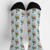 Chaussette Fleurs de Champignon Dragon Fantastique Vert Capri (Haut)