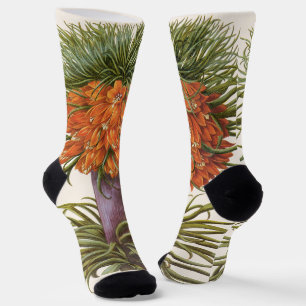 Chaussette Fleurs de Fritillaires Orange Vintage Basilius Bes
