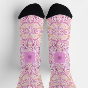 Chaussette Fleurs de jardin rétro en rose