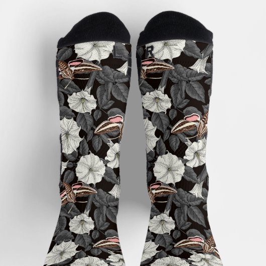 Chaussette Fleurs de lune et sphinx Moths 2 (Haut)