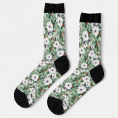 Chaussette Fleurs de Noël blanches et motif de baies rouges (Gauche)
