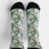 Chaussette Fleurs de Noël blanches et motif de baies rouges (Haut)