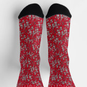 Chaussette Fleurs de Noël blanches Florales rouges personnali (Haut)