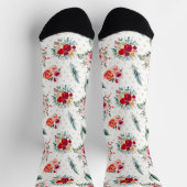 Chaussette Fleurs de Noël et motif evergreens (Haut)