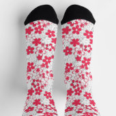 Chaussette Fleurs de papier rouge et blanc (Haut)