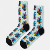 Chaussette Fleurs de papillon bleu Dragon (Gauche)