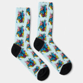 Chaussette Fleurs de papillon bleu Dragon (Droite)