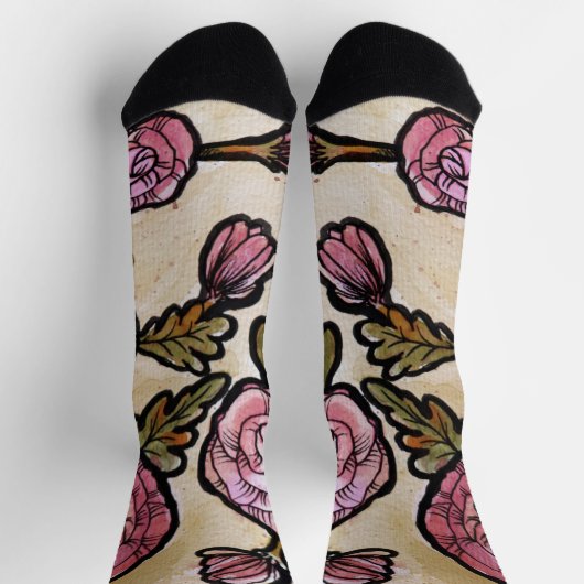 Chaussette Fleurs de pivoines roses (Haut)