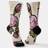 Chaussette Fleurs de pivoines roses (Angulaire)