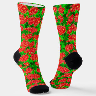 Chaussette Fleurs de poinsettia et feuilles de houx