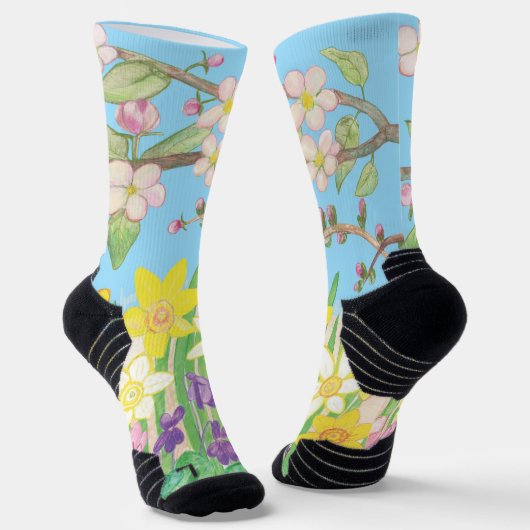 Chaussette Fleurs de printemps qui rayonnent la joie (Angulaire)