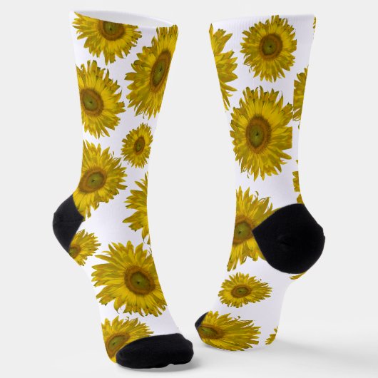 Chaussette Fleurs de soleil rayées jaunes (Angulaire)