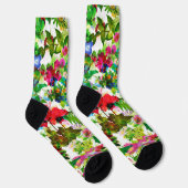 Chaussette Fleurs d'été Meadow Jardin botanique Aquarelle (Droite)