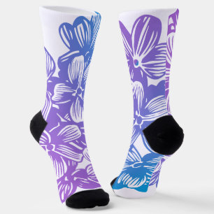 Chaussette Fleurs d'hortensia botaniques bleu violet