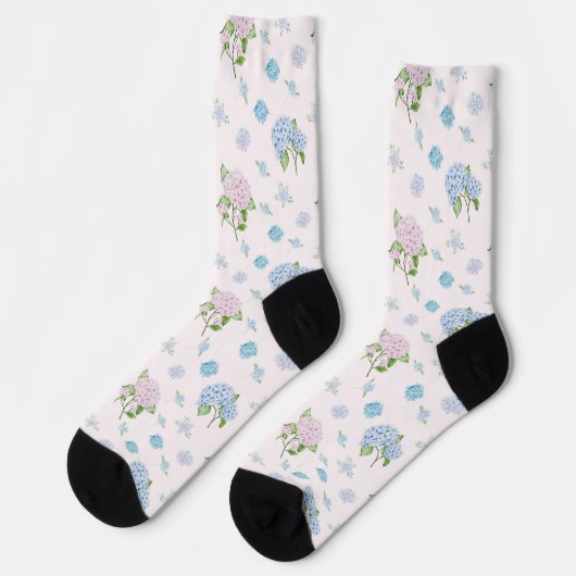 Chaussette Fleurs d'hydrangea simples et élégantes à l'aquare (Gauche)