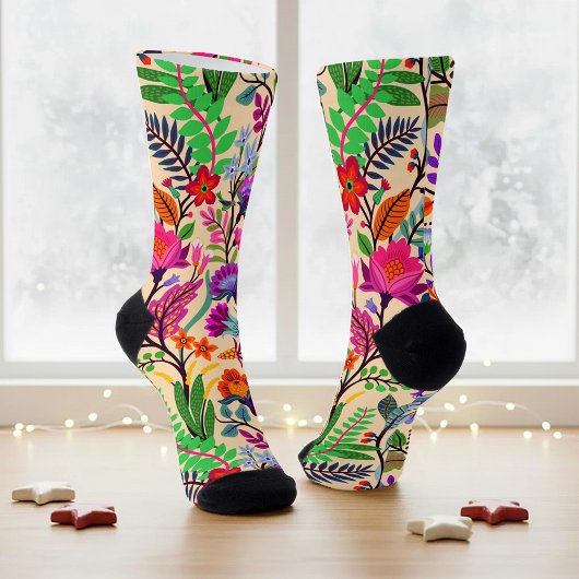 Chaussette Fleurs d'illustrations florales colorées Imprimer 