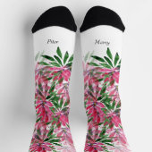 Chaussette Fleurs Fleurie Boho Aquarelle Monogramme (Haut)