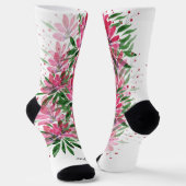 Chaussette Fleurs Fleurie Boho Aquarelle Monogramme (Angulaire)
