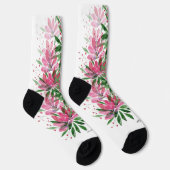Chaussette Fleurs Fleurie Boho Aquarelle Monogramme (Droite)