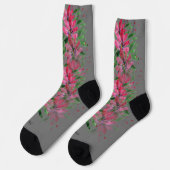 Chaussette Fleurs Fleurs Boho Couple Aquarelle Monogramme (Gauche)