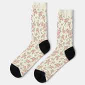Chaussette Fleurs florales beiges sur mesure Motif (Gauche)