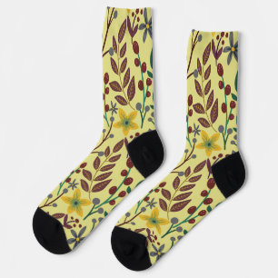 Chaussette Fleurs florales sans coutures motifs, feuilles, br