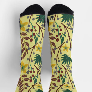 Chaussette Fleurs florales sans coutures motifs, feuilles, br
