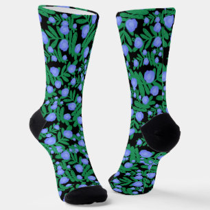 Chaussette Fleurs Florales Violettes Légères Et Plantes De Fe
